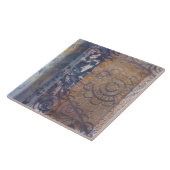 Kunstbruin-blauw-lintindustriële stijl tegeltje (Zijkant)