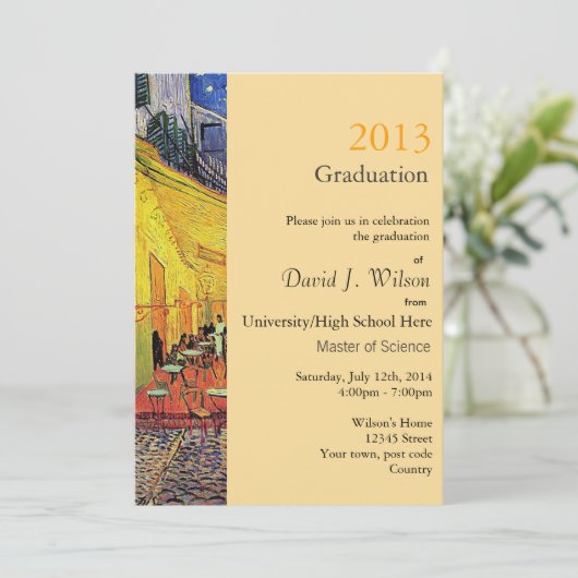 Kunstcafé in de avondacademie kaart (Staand voorkant)