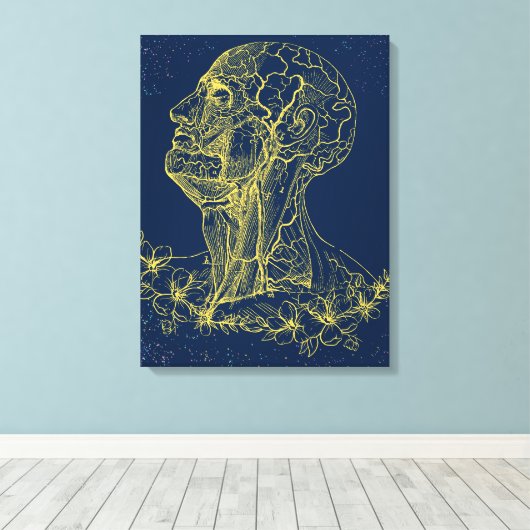 Kunstcanvas met anatomische wand van hoofd en nek canvas afdruk (Insitu (Houten vloer))