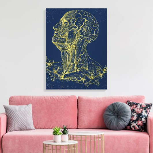 Kunstcanvas met anatomische wand van hoofd en nek canvas afdruk (Insitu (Woonkamer))