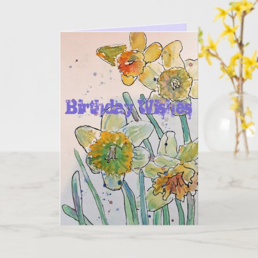 Kunstcard voor de Waterverf van gele Daffodil-lent Kaart (Gele Bloem)