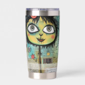 Kunstcollage dame 4 geïsoleerde drinkbeker (Achterkant)