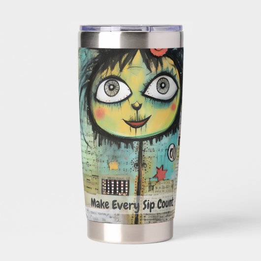 Kunstcollage dame 4 geïsoleerde drinkbeker (Voorkant)