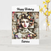  kunstcollage Gepersonaliseerde Verjaardag Kaart (Gele Bloem)