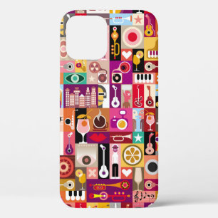 Kunstcollage, muzikale illustratie. Patchwo Case-Mate iPhone Case
