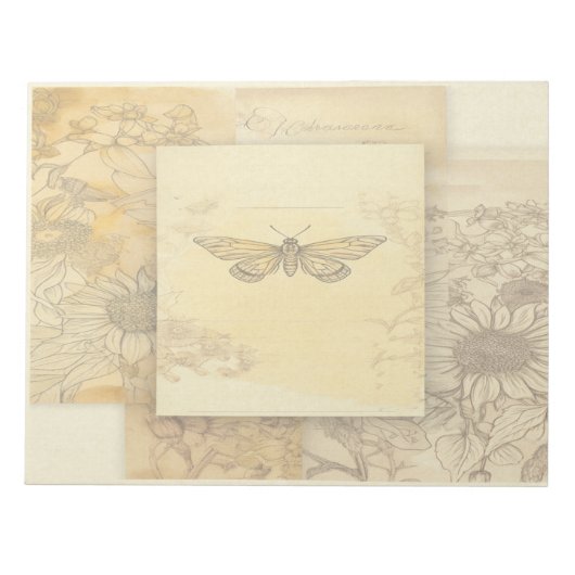 Kunstcollage voor zonnebloemen en vlinderbloemigen notitieblok (Voorkant)