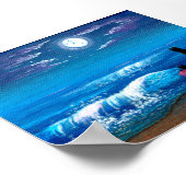 Kunstcreatie in de moonoceaan - zwarte kat poster (Hoek)