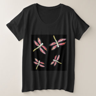 Kunstdanserende roze dragonfly grote maat t-shirt