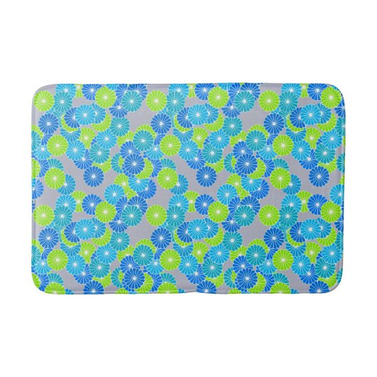 Kunstdebloem - blauw en kalkgroen badmat (Voorkant)