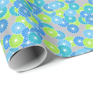Kunstdebloem - blauw en kalkgroen cadeaupapier