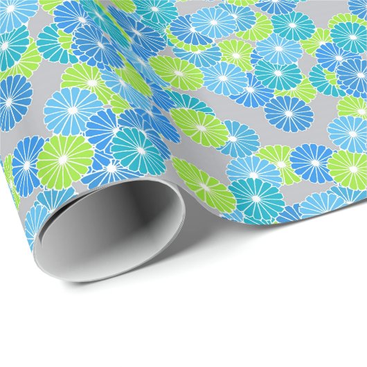 Kunstdebloem - blauw en kalkgroen cadeaupapier (Rol Hoek)