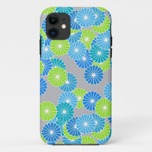 Kunstdebloem - blauw en kalkgroen Case-Mate iPhone case