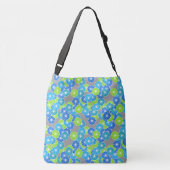 Kunstdebloem - blauw en kalkgroen crossbody tas (Achterkant)