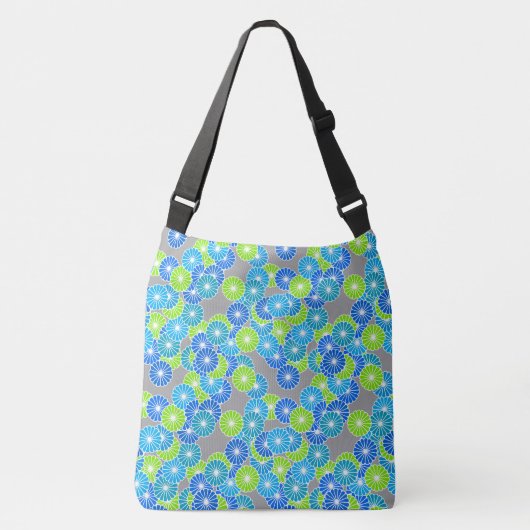 Kunstdebloem - blauw en kalkgroen crossbody tas (Voorkant)