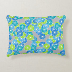 Kunstdebloem - blauw en kalkgroen decoratief kussen