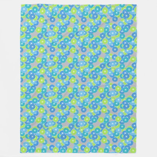 Kunstdebloem - blauw en kalkgroen fleece deken (Voorkant)