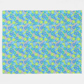 Kunstdebloem - blauw en kalkgroen fleece deken (Voorkant (Horizontaal))