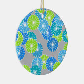 Kunstdebloem - blauw en kalkgroen keramisch ornament (Rechts)