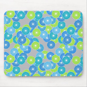 Kunstdebloem - blauw en kalkgroen muismat