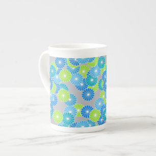 Kunstdebloem - blauw en kalkgroen porselein kop