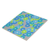 Kunstdebloem - blauw en kalkgroen tegeltje (Zijkant)