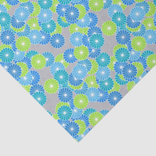 Kunstdebloem - blauw en kalkgroen tissuepapier (Detail)