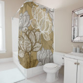 Kunstdebloem. Bloed gouden lijnkunst. Douchegordijn (In situ)