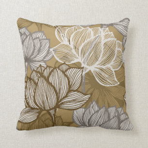 Kunstdebloem. Bloed gouden lijnkunst. Kussen