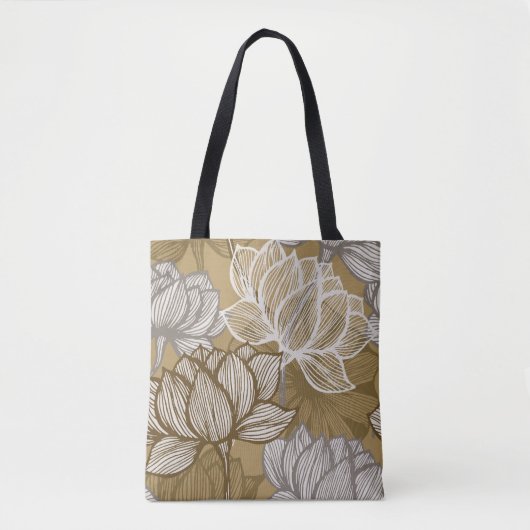 Kunstdebloem. Bloed gouden lijnkunst. Tote Bag (Voorkant)
