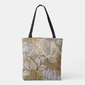 Kunstdebloem. Bloed gouden lijnkunst. Tote Bag (Achterkant)