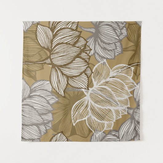 Kunstdebloem. Bloed gouden lijnkunst. Wandkleed (Voorkant (horizontaal))