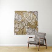 Kunstdebloem. Bloed gouden lijnkunst. Wandkleed (In situ)