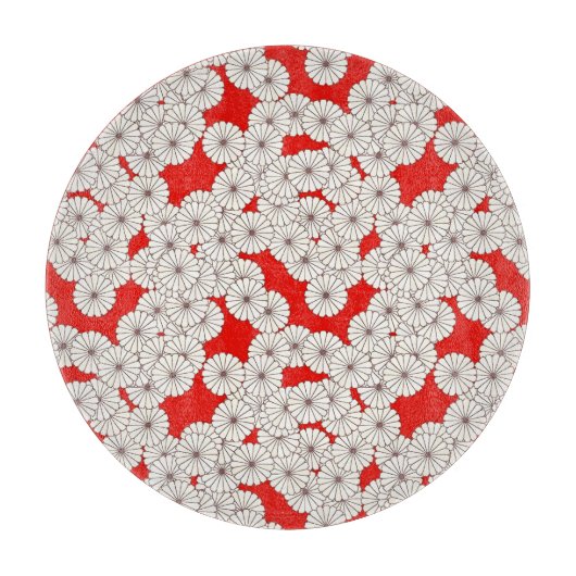 Kunstdebloem - crème op rood snijplank (Voorkant)