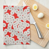 Kunstdebloem - crème op rood theedoek (Quarter Fold)