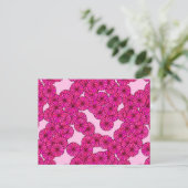 Kunstdebloem - magenta op roze briefkaart (Staand voorkant)