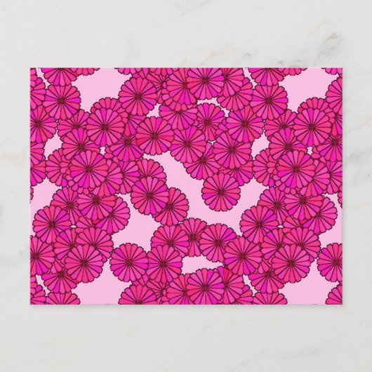 Kunstdebloem - magenta op roze briefkaart (Voorkant)