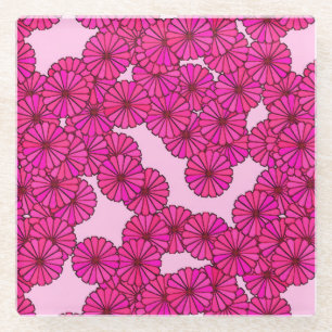 Kunstdebloem - magenta op roze glazen onderzetter