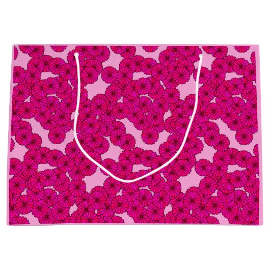 Kunstdebloem - magenta op roze groot cadeauzakje (Voorkant)