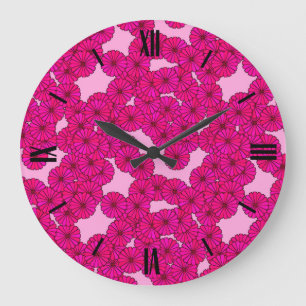 Kunstdebloem - magenta op roze grote klok