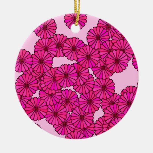Kunstdebloem - magenta op roze keramisch ornament (Voorkant)