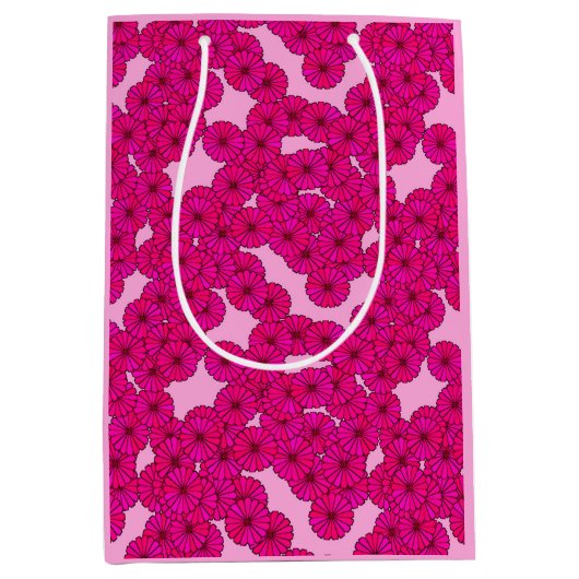 Kunstdebloem - magenta op roze medium cadeauzakje (Voorkant)