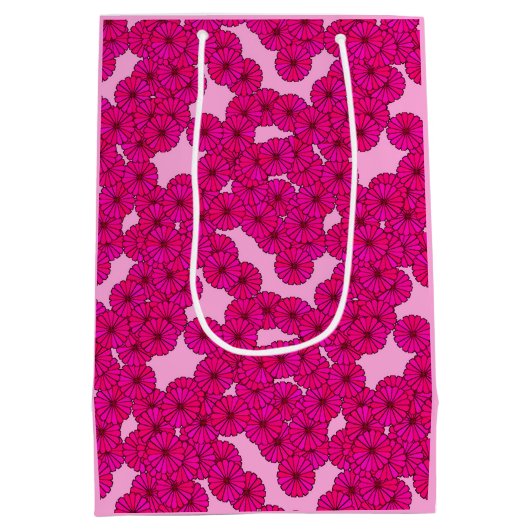 Kunstdebloem - magenta op roze medium cadeauzakje (Achterkant)