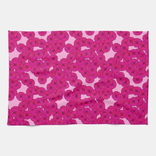 Kunstdebloem - magenta op roze theedoek (Horizontaal)