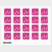 Kunstdebloem - magenta op roze vierkante sticker (Vel)