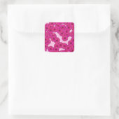 Kunstdebloem - magenta op roze vierkante sticker (Tas)