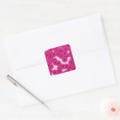 Kunstdebloem - magenta op roze vierkante sticker (Envelop)