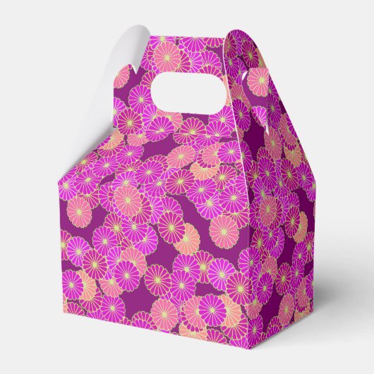 Kunstdebloem - schoppen van violet, koraal bedankdoosjes (Voorkant Zijde)
