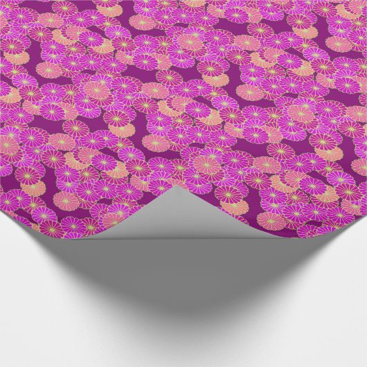 Kunstdebloem - schoppen van violet, koraal cadeaupapier (Hoek)