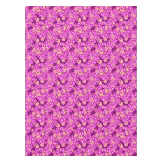 Kunstdebloem - schoppen van violet, koraal tafelkleed (Voorkant)