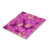 Kunstdebloem - schoppen van violet, koraal tegeltje (Zijkant)